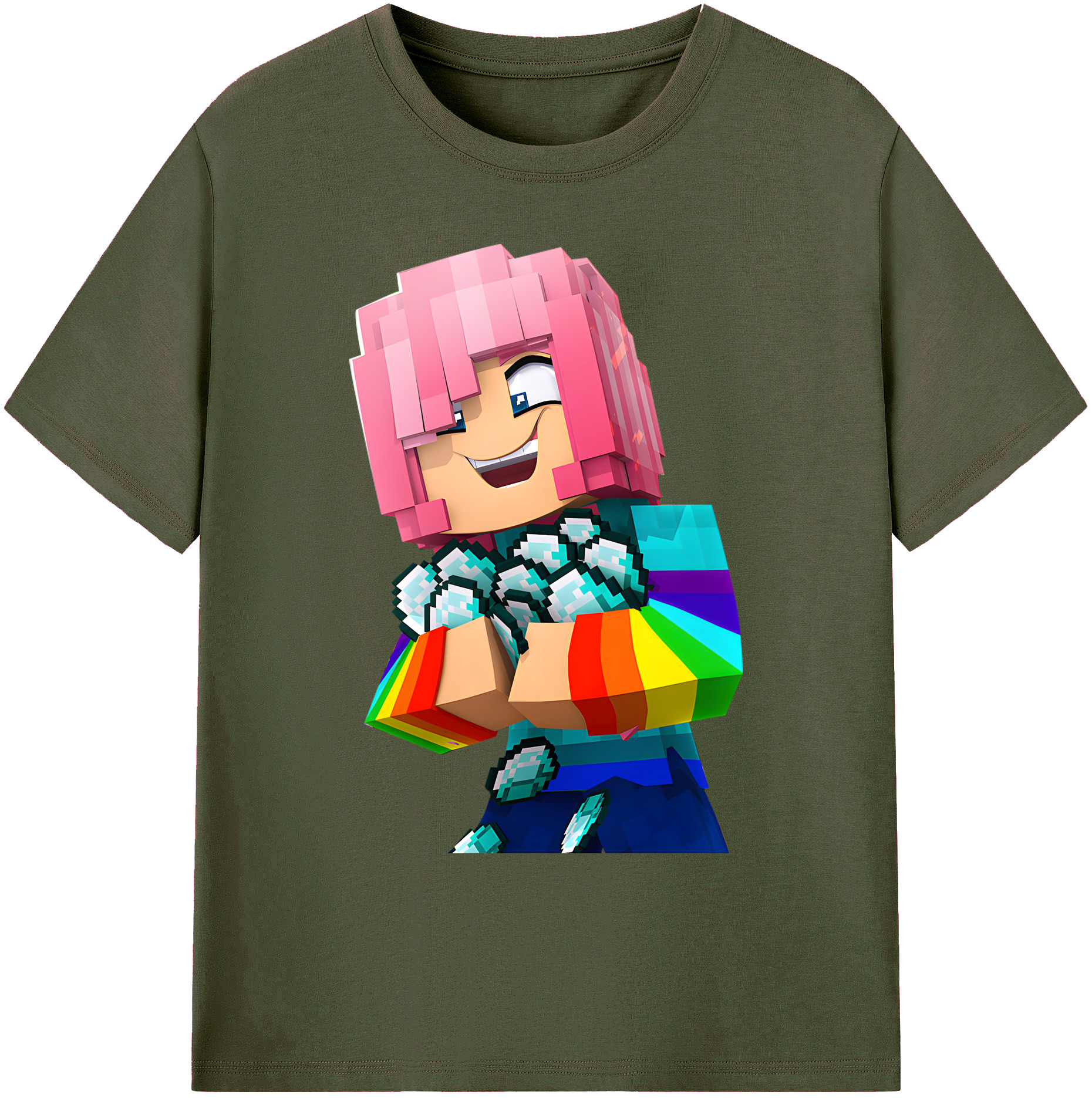 （画像用） マインクラフト ブロックの世界 Minecraft MC Block world 綿100％ メンズ半袖Tシャツ｜肌触りやわらか＆通気性